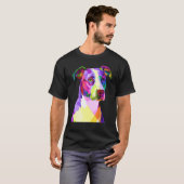 American Pitbull Terrier Pop Art Portrait Tシャツ (正面フル)