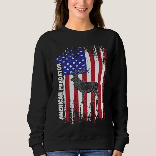 American Predator Patriotic American Flag ELK Hunt スウェットシャツ (正面)