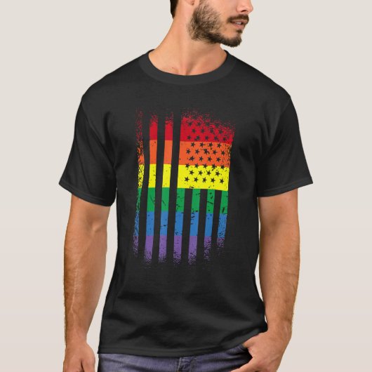 American Pride gay lesbian bisexual transgender US Tシャツ (正面)