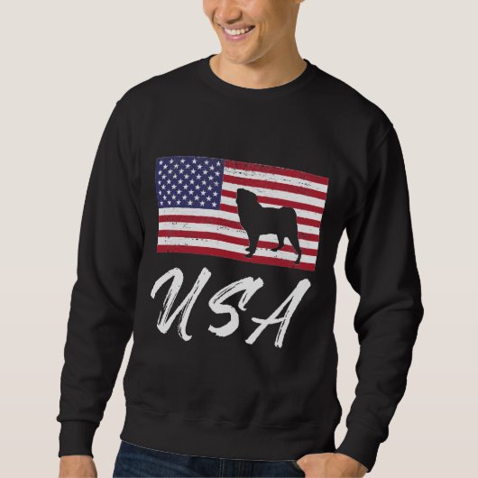 American Pug USA Flag T-Shirt for Pug Lovers Essen スウェットシャツ (正面)