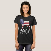 American Pug USA Flag T-Shirt for Pug Lovers Essen Tシャツ (正面フル)