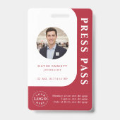 American Red Media Pass with Photo and QR Code バッジ (正面)
