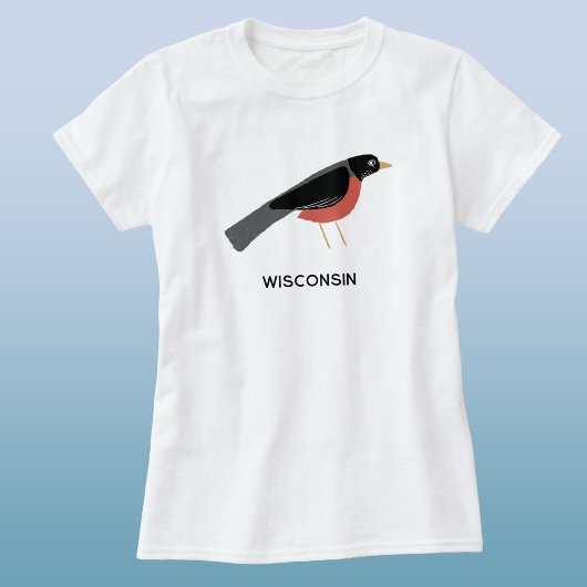 American Robin Art Wisconsin Custom Text Tシャツ