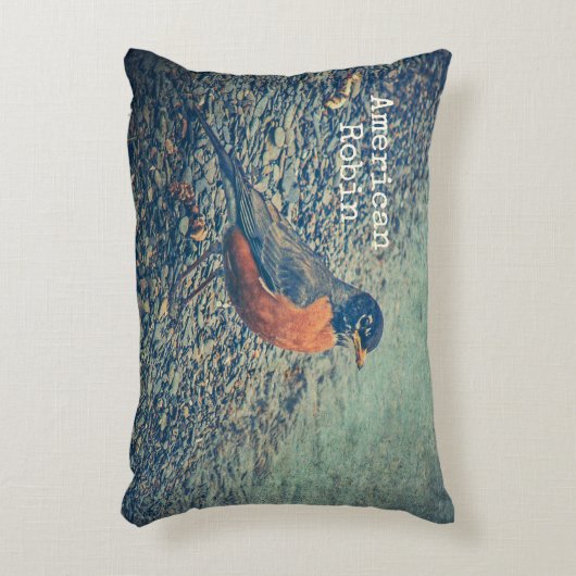 American Robin Bird アクセントクッション (正面(垂直))
