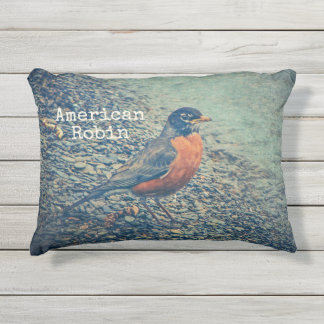 American Robin Bird Outdoor Accent Pillow アウトドアクッション