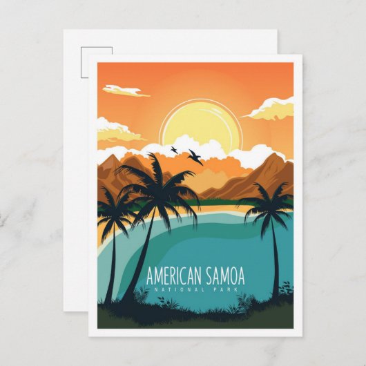 American Samoa National Park Travel Illustration ポストカード (正面/裏面)