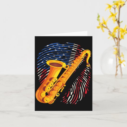 American Saxophone Player Saxophonist Jazz Band Me カード (黄色い花)