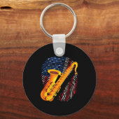 American Saxophone Player Saxophonist Jazz Band Me キーホルダー (正面)