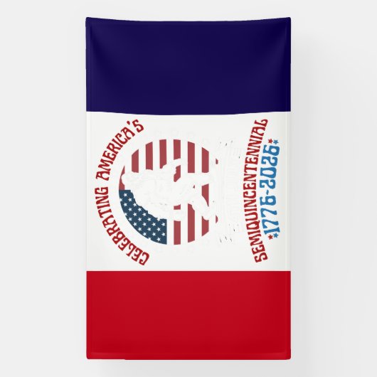 American Semiquincentennial Walking Figure Emblem  横断幕 (縦)