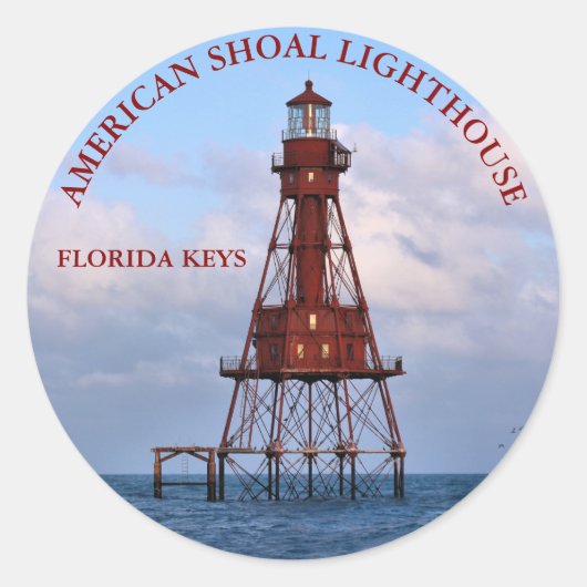 American Shoal Light house, Florida Round Stickers ラウンドシール (正面)