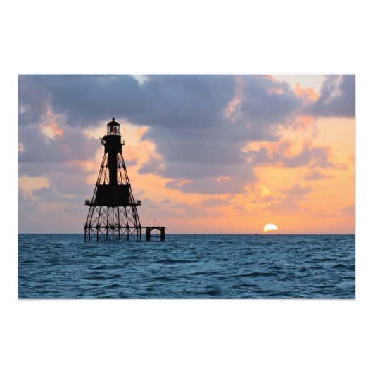 American Shoal Light house, Florida Satin写真 フォトプリント (正面)