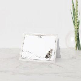 American Short Hair Cat Grayモノ縁どグラム名 サンキューカード