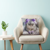 American Shorthair Cat with a Bow クッション (椅子)