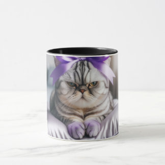 American Shorthair Cat with a Bow マグカップ