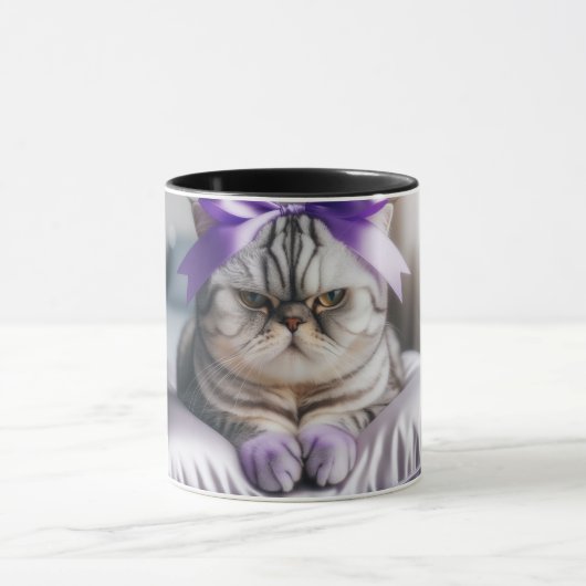 American Shorthair Cat with a Bow マグカップ (中央)