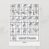 American Sign Language Alphabet Board, ASL Card 招待状 (裏面)