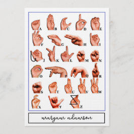 American Sign Language Alphabet Board, ASL Card 招待状