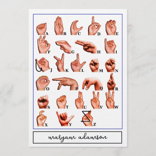 American Sign Language Alphabet Board, ASL Card 招待状 (正面)