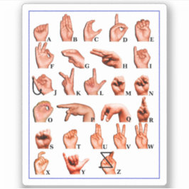 American Sign Language Alphabet Board, Learn Asl シール