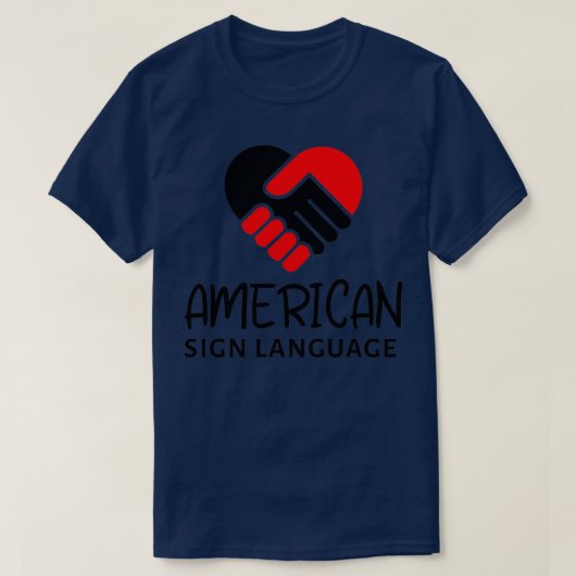 American Sign Language ASL design with heart hands Tシャツ (デザイン正面)