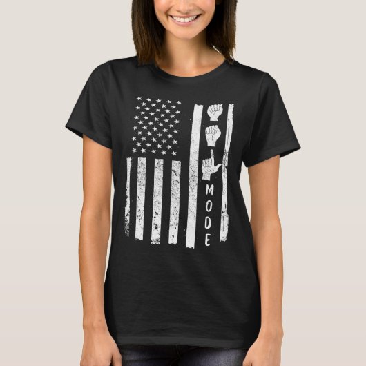 American Sign Language ASL USA Flag Tシャツ (正面)