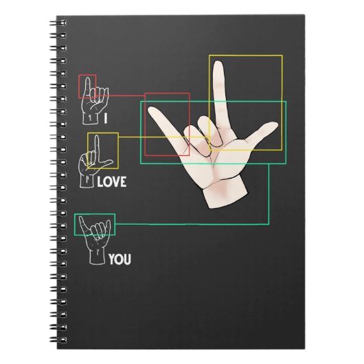 American Sign Language Hand Sign ASL I Love You ノートブック (正面)