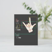 American Sign Language Hand Sign ASL I Love You ポストカード (スタンド正面)