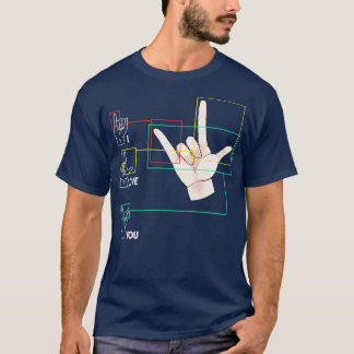American Sign Language Hand Sign ASL I Love You Tシャツ
