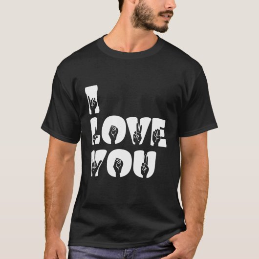 American Sign Language - I Love You ASL Tシャツ (正面)