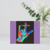 American Sign Language I LOVE YOU on Black ポストカード (スタンド正面)