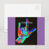 American Sign Language I LOVE YOU on Black ポストカード (正面/裏面)