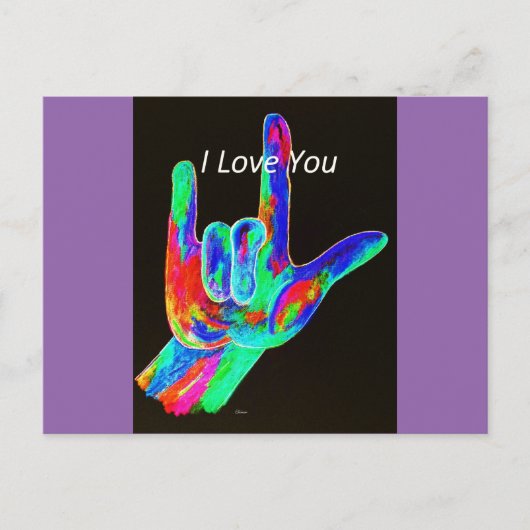 American Sign Language I LOVE YOU on Black ポストカード (正面)