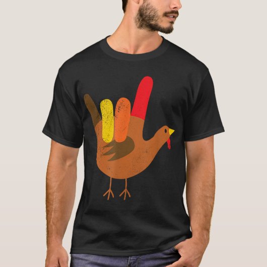 American Sign Language I Love You Thanksgiving Tur Tシャツ (正面)