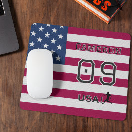 American Soccer Athlete Personalized Stars Stripes マウスパッド