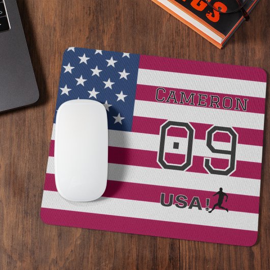 American Soccer Athlete Personalized Stars Stripes マウスパッド