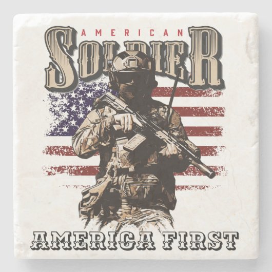 American Soldier Design Sandstone Coaster ストーンコースター (正面)