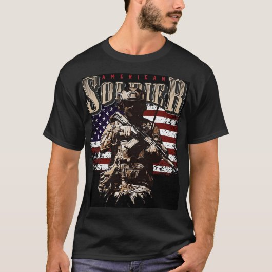 American Soldier PatrioticMilitary Graphic T-shirt Tシャツ (正面)