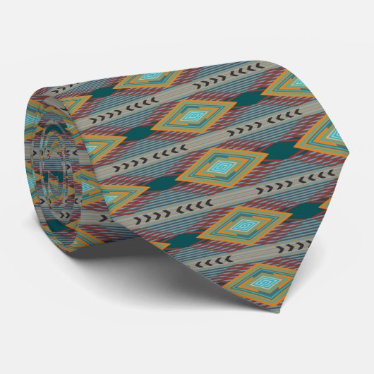 American Southwest Patterned Art And Earthy Colors ネクタイ (ロール)