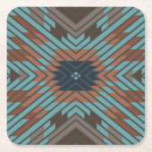 American Southwest Tribal Patterned Art And Colors スクエアペーパーコースター (正面)