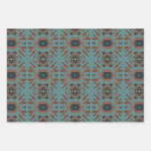 American Southwest Tribal Patterned Art And Colors ラッピングペーパーシート (正面)