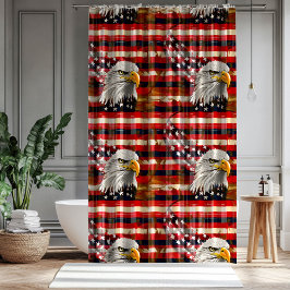 American Spirit Curtain Eagle & Flag Décor Gift シャワーカーテン