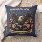 American Spirit Eagle Patriotic USA Flag Peace Thr クッション (ブランケット)