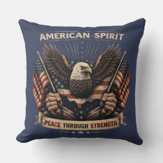 American Spirit Eagle Patriotic USA Flag Peace Thr クッション