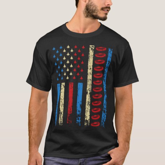 American Sports Flag 4th Of July Ultimate Frisbee  Tシャツ (正面)