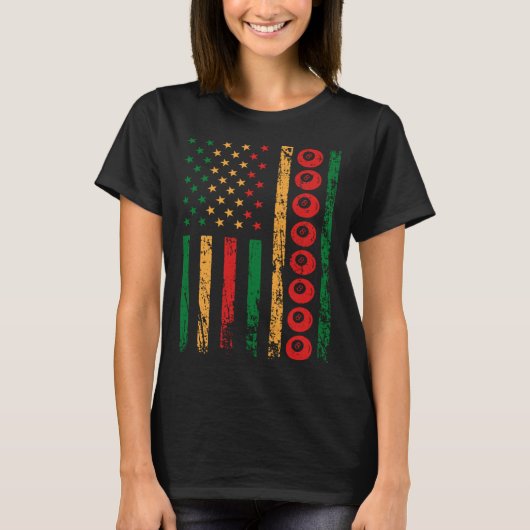 American Sports Flag Black History Month Billiards Tシャツ (正面)