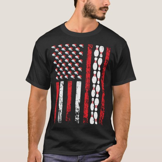 American Sports Flag Christmas Bowling Pins Athlet Tシャツ (正面)