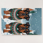 American Staffordshire Christmas Snow Holiday  ジグソーパズル (横)