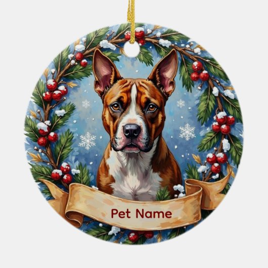 American Staffordshire Terrier Christmas セラミックオーナメント (裏面)