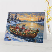 American Staffordshire Terrier Christmas Boat カード (黄色い花)
