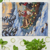 American Staffordshire Terrier Christmas Boat キッチンタオル (折り畳み)